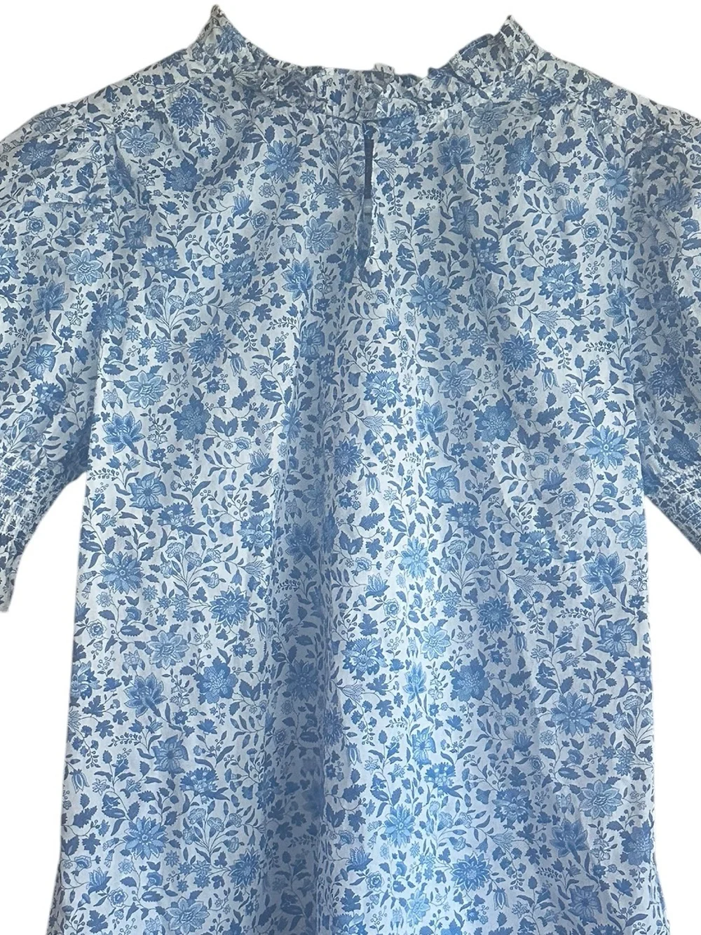 J.Crew Ruffleneck Keyhole Floral Top in Liberty Grace Emily Bell fabric Size XXS